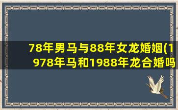 78年男马与88年女龙婚姻(1978年马和1988年龙合婚吗)