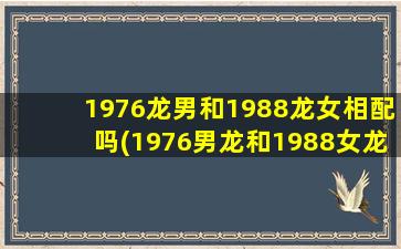 <strong>1976龙男和1988龙女相配吗</strong>