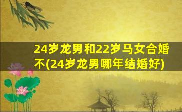 24岁龙男和22岁马女合婚