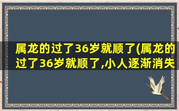 属龙的过了36岁就顺了