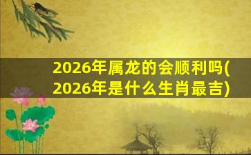 2026年属龙的会顺利吗(20