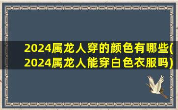 2024属龙人穿的颜色有哪些(2024属龙人能穿白色衣服吗)