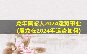 龙年属蛇人2024运势事业