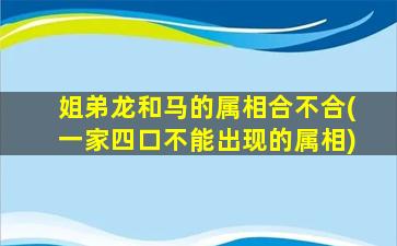 姐弟龙和马的属相合不合