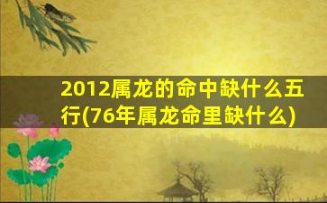 2012属龙的命中缺什么五