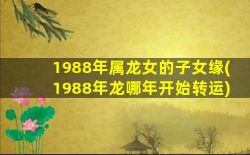 1988年属龙女的子女缘(1988年龙哪年开始转运)