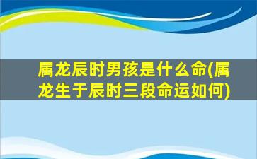 属龙辰时男孩是什么命(属龙生于辰时三段命运如何)