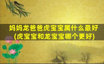 妈妈龙爸爸虎宝宝属什么最好(虎宝宝和龙宝宝哪个更好)