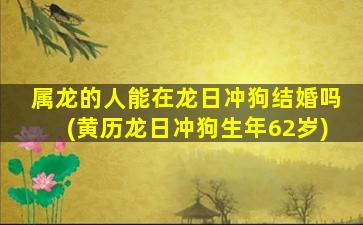 属龙的人能在龙日冲狗结婚吗(黄历龙日冲狗生年62岁)