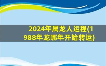 2024年属龙人运程(1988年龙哪年开始转运)