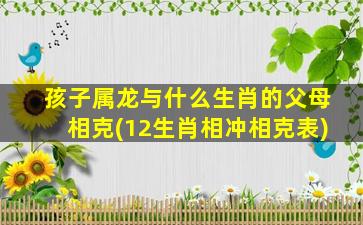 孩子属龙与什么生肖的父母相克(12生肖相冲相克表)