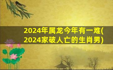 2024年属龙今年有一难(2024家破人亡的生肖男)