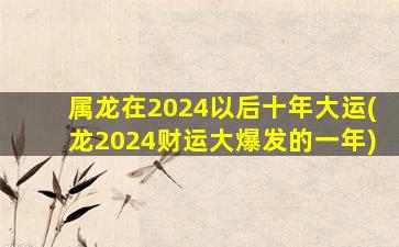 属龙在2024以后十年大运(龙2024财运大爆发的一年)